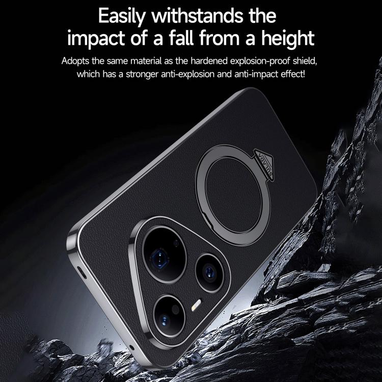 SULADA Top Grain Leather MagSafe Magnetic Holder Phone Case, For Huawei Pura 90 Pro Max 5G, For Huawei Pura 90 Pro 5G, For Huawei Mate 70 RS Ultimate