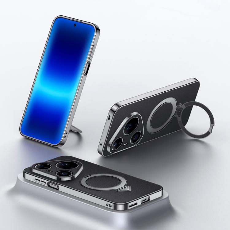 SULADA Top Grain Leather MagSafe Magnetic Holder Phone Case, For Huawei Pura 90 Pro Max 5G, For Huawei Pura 90 Pro 5G, For Huawei Mate 70 RS Ultimate