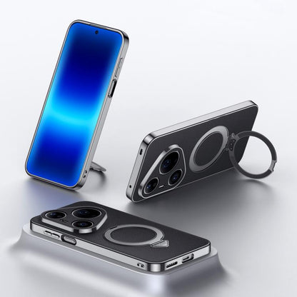 SULADA Top Grain Leather MagSafe Magnetic Holder Phone Case, For Huawei Pura 90 Pro Max 5G, For Huawei Pura 90 Pro 5G, For Huawei Mate 70 RS Ultimate