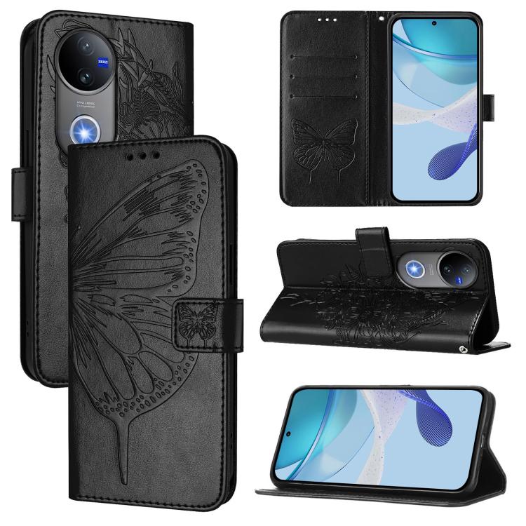Embossed Butterfly Leather Phone Case, For vivo V50 Global