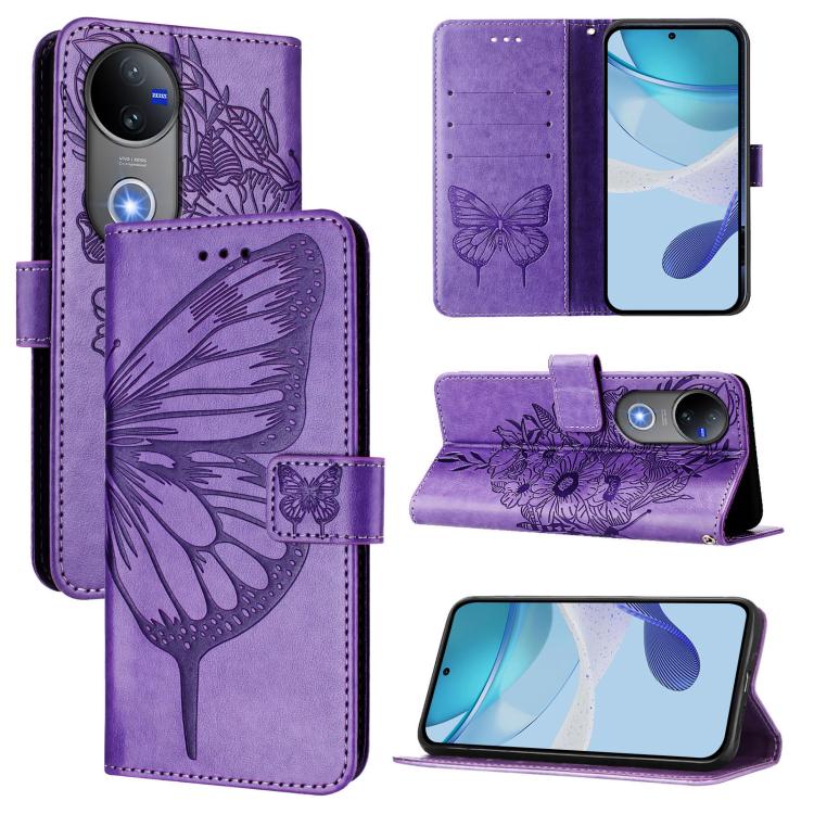 Embossed Butterfly Leather Phone Case, For vivo V50 Global