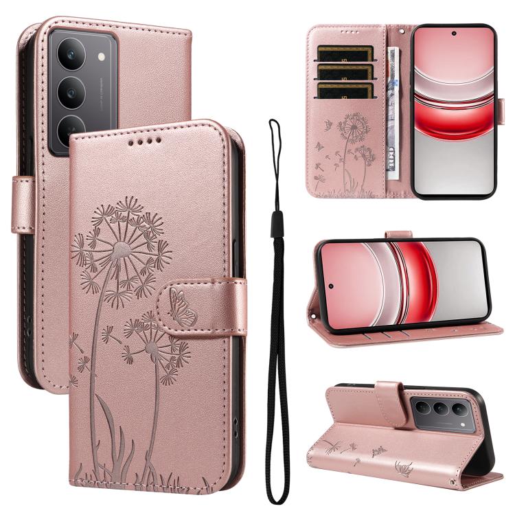 Dandelion Embossed Pattern Flip Leather Phone Case, For Realme 16T 5G, For Realme 16 Pro+ 5G Global, For Realme 16 Pro 5G Global, For Realme P4x 5G, For Realme C85 5G / 15X 5G India, For Realme C85 Pro 4G, For Realme 15T 5G, For Realme C71 4G India    ...