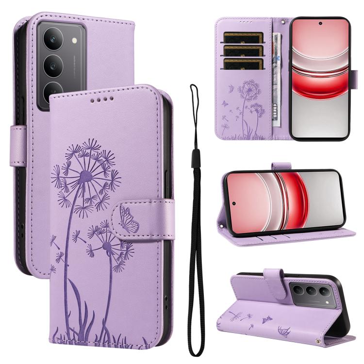 Dandelion Embossed Pattern Flip Leather Phone Case, For Realme 16T 5G, For Realme 16 Pro+ 5G Global, For Realme 16 Pro 5G Global, For Realme P4x 5G, For Realme C85 5G / 15X 5G India, For Realme C85 Pro 4G, For Realme 15T 5G, For Realme C71 4G India    ...
