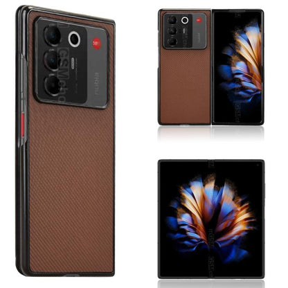 Carbon Fiber Texture PU Leather PC Phone Case, For ZTE nubia Flip3, For ZTE nubia Fold, For ZTE nubia Flip2