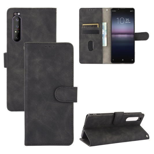 Black PU leather flip phone case with magnetic buckle, card slots, and stand holder