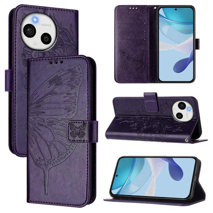 Embossed Butterfly Leather Phone Case, For Sharp Aquos wish6, For Sharp Aquos R11, For Sharp Aquos sense10, For Sharp Basio Active3, For Sharp Aquos sense8 SHG11 / SH-54D, For Sharp Aquos Wish3