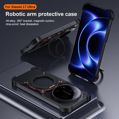 Mechanical Arm Borderless MagSafe Holder Metal Phone Case, For Xiaomi 17 Ultra, For Xiaomi 15 Ultra