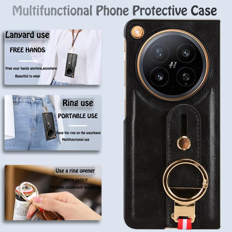 Wristband Leather Back Phone Case, For OPPO Find N6, For OPPO Find N5
