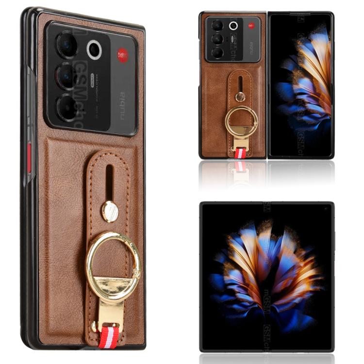 Wristband Leather Back Phone Case, For ZTE nubia Flip3, For ZTE nubia Fold, For ZTE nubia Flip2 A404ZT