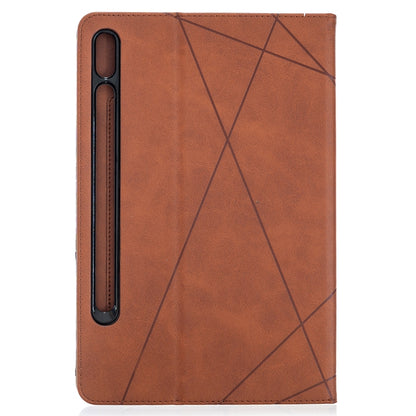 Brown leather flip tablet case with diamond lines and side opening for buttons