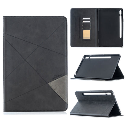 Magnetic leather tablet case with diamond pattern, dark cover and gray corner patch