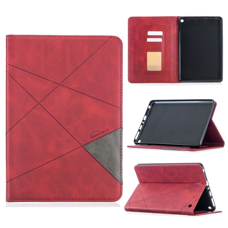 Red leather tablet case with diamond crosshatch texture and card holder, magnetic flip cover