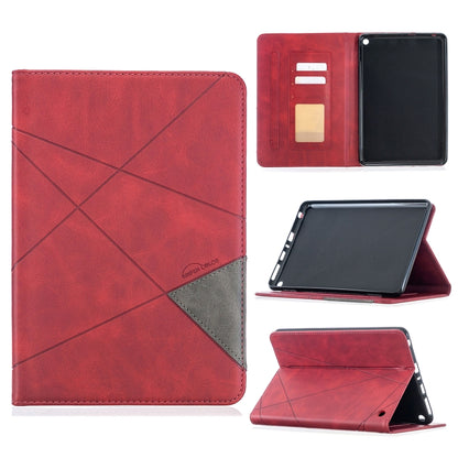 Red leather tablet case with diamond crosshatch texture and card holder, magnetic flip cover