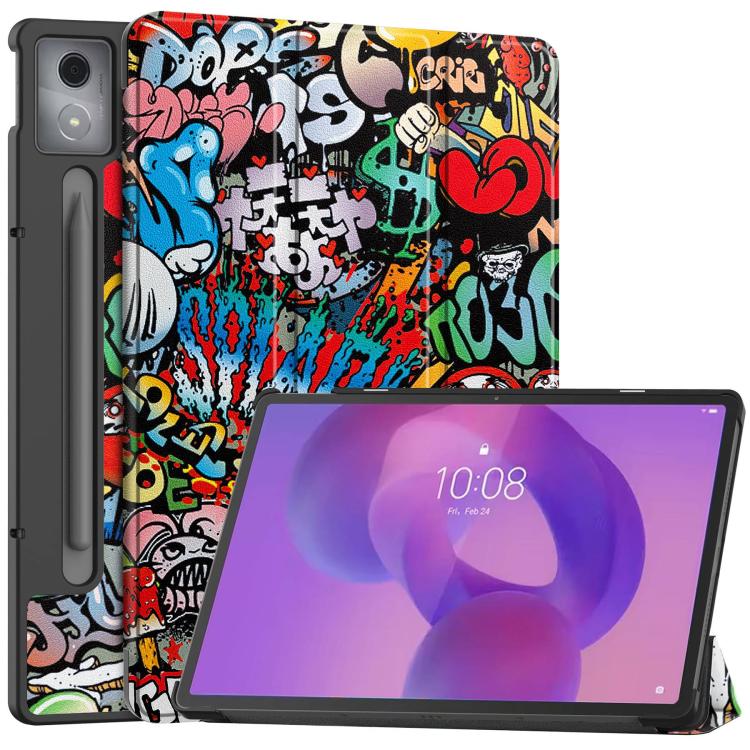 Custer Painted 3-Fold Holder Leather Smart Tablet Case, For Lenovo Idea Tab Pro Gen 2 13, For Lenovo Yoga Tab 11.1 2025, For Lenovo Tab One TB-305FU / Tab K9, For Lenovo Idea Tab Pro