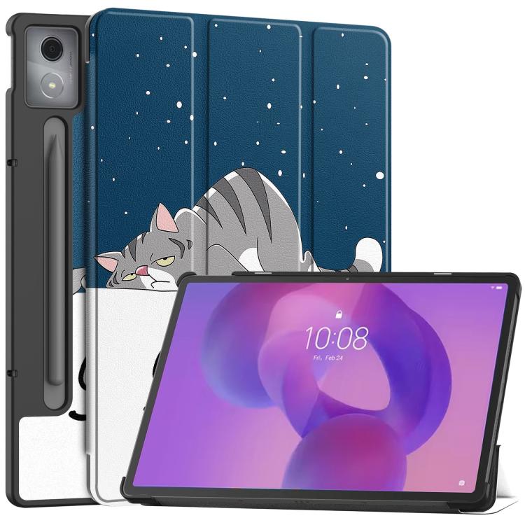 Custer Painted 3-Fold Holder Leather Smart Tablet Case, For Lenovo Idea Tab Pro Gen 2 13, For Lenovo Yoga Tab 11.1 2025, For Lenovo Tab One TB-305FU / Tab K9, For Lenovo Idea Tab Pro