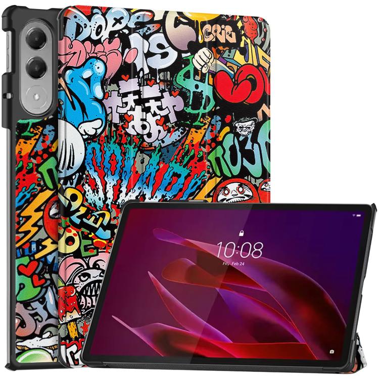 Custer Painted 3-Fold Holder Leather Smart Tablet Case, For Lenovo Idea Tab Pro Gen 2 13, For Lenovo Yoga Tab 11.1 2025, For Lenovo Tab One TB-305FU / Tab K9, For Lenovo Idea Tab Pro