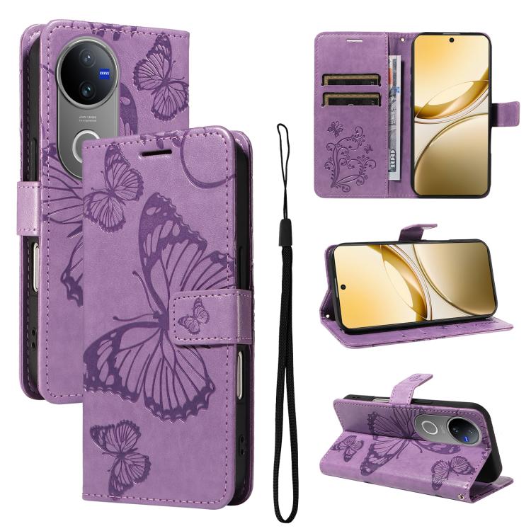 3D Butterfly Embossed Pattern Flip Leather Phone Case, For vivo X500, For vivo iQOO Neo11 Ultra 5G, For vivo iQOO Z11s/V80 Lite 5G, For vivo X500 Pro 5G, For vivo X500 Pro Max 5G, For vivo X300 Pro, For vivo X300, For vivo Y39 5G Global                ...