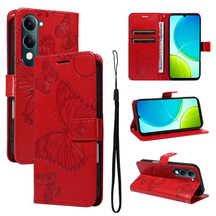 3D Butterfly Embossed Pattern Flip Leather Phone Case, For vivo X500, For vivo iQOO Neo11 Ultra 5G, For vivo iQOO Z11s/V80 Lite 5G, For vivo X500 Pro 5G, For vivo X500 Pro Max 5G, For vivo X300 Pro, For vivo X300, For vivo Y39 5G Global                ...