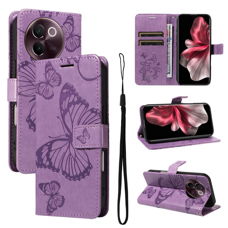 3D Butterfly Embossed Pattern Flip Leather Phone Case, For vivo X500, For vivo iQOO Neo11 Ultra 5G, For vivo iQOO Z11s/V80 Lite 5G, For vivo X500 Pro 5G, For vivo X500 Pro Max 5G, For vivo X300 Pro, For vivo X300, For vivo Y39 5G Global                ...