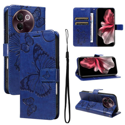 3D Butterfly Embossed Pattern Flip Leather Phone Case, For vivo X500, For vivo iQOO Neo11 Ultra 5G, For vivo iQOO Z11s/V80 Lite 5G, For vivo X500 Pro 5G, For vivo X500 Pro Max 5G, For vivo X300 Pro, For vivo X300, For vivo Y39 5G Global                ...