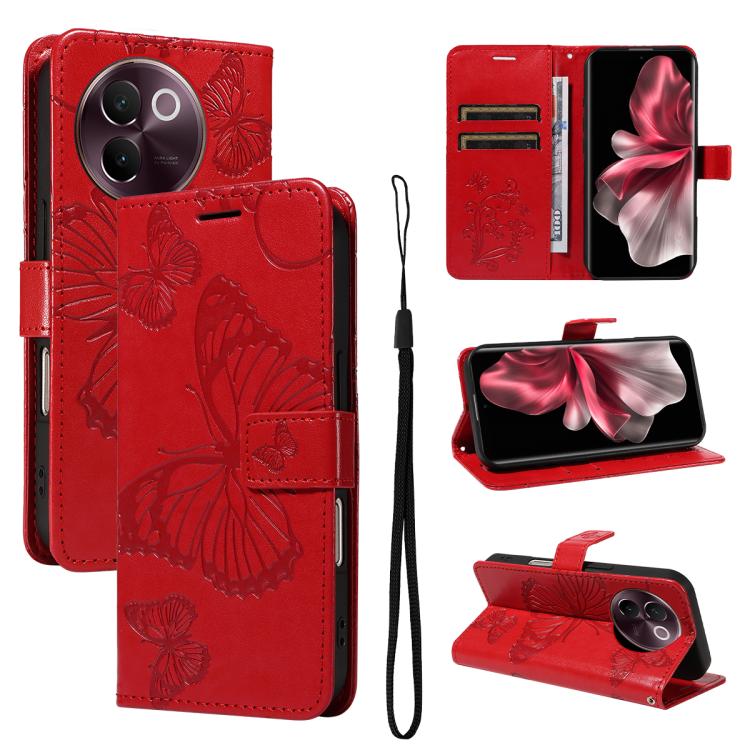 3D Butterfly Embossed Pattern Flip Leather Phone Case, For vivo X500, For vivo iQOO Neo11 Ultra 5G, For vivo iQOO Z11s/V80 Lite 5G, For vivo X500 Pro 5G, For vivo X500 Pro Max 5G, For vivo X300 Pro, For vivo X300, For vivo Y39 5G Global                ...