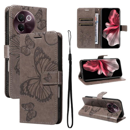 3D Butterfly Embossed Pattern Flip Leather Phone Case, For vivo X500, For vivo iQOO Neo11 Ultra 5G, For vivo iQOO Z11s/V80 Lite 5G, For vivo X500 Pro 5G, For vivo X500 Pro Max 5G, For vivo X300 Pro, For vivo X300, For vivo Y39 5G Global                ...