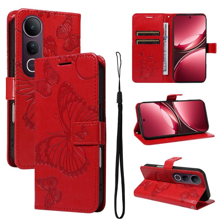 3D Butterfly Embossed Pattern Flip Leather Phone Case, For vivo X500, For vivo iQOO Neo11 Ultra 5G, For vivo iQOO Z11s/V80 Lite 5G, For vivo X500 Pro 5G, For vivo X500 Pro Max 5G, For vivo X300 Pro, For vivo X300, For vivo Y39 5G Global                ...