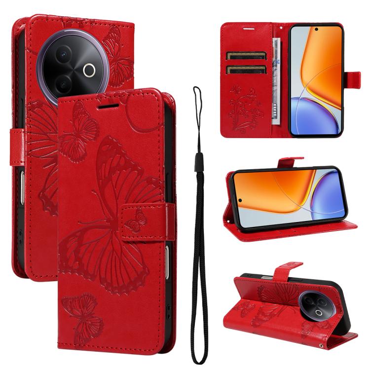 3D Butterfly Embossed Pattern Flip Leather Phone Case, For vivo X500, For vivo iQOO Neo11 Ultra 5G, For vivo iQOO Z11s/V80 Lite 5G, For vivo X500 Pro 5G, For vivo X500 Pro Max 5G, For vivo X300 Pro, For vivo X300, For vivo Y39 5G Global                ...