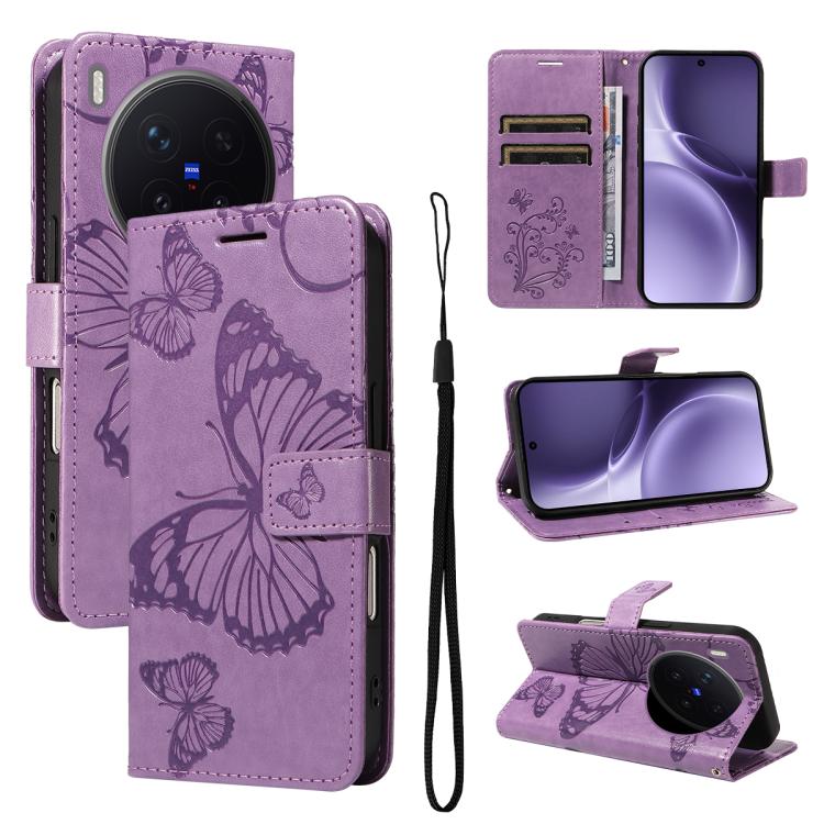 3D Butterfly Embossed Pattern Flip Leather Phone Case, For vivo X500, For vivo iQOO Neo11 Ultra 5G, For vivo iQOO Z11s/V80 Lite 5G, For vivo X500 Pro 5G, For vivo X500 Pro Max 5G, For vivo X300 Pro, For vivo X300, For vivo Y39 5G Global                ...