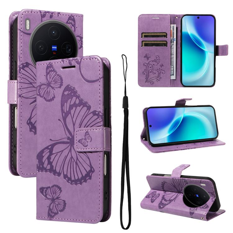 3D Butterfly Embossed Pattern Flip Leather Phone Case, For vivo X500, For vivo iQOO Neo11 Ultra 5G, For vivo iQOO Z11s/V80 Lite 5G, For vivo X500 Pro 5G, For vivo X500 Pro Max 5G, For vivo X300 Pro, For vivo X300, For vivo Y39 5G Global                ...