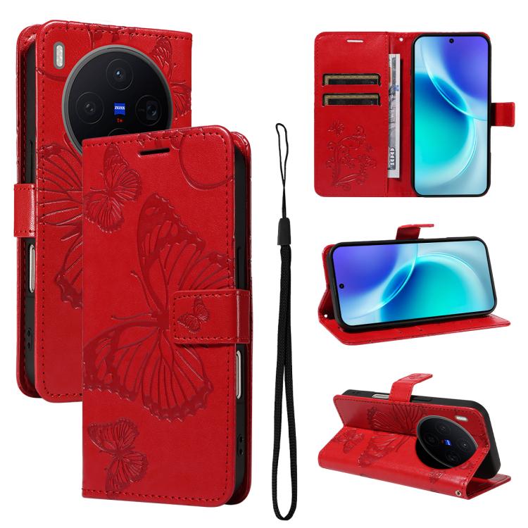 3D Butterfly Embossed Pattern Flip Leather Phone Case, For vivo X500, For vivo iQOO Neo11 Ultra 5G, For vivo iQOO Z11s/V80 Lite 5G, For vivo X500 Pro 5G, For vivo X500 Pro Max 5G, For vivo X300 Pro, For vivo X300, For vivo Y39 5G Global                ...