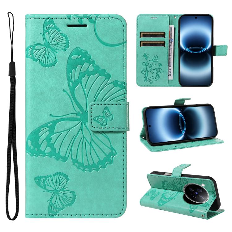3D Butterfly Embossed Pattern Flip Leather Phone Case, For vivo X500, For vivo iQOO Neo11 Ultra 5G, For vivo iQOO Z11s/V80 Lite 5G, For vivo X500 Pro 5G, For vivo X500 Pro Max 5G, For vivo X300 Pro, For vivo X300, For vivo Y39 5G Global                ...