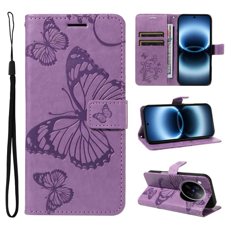 3D Butterfly Embossed Pattern Flip Leather Phone Case, For vivo X500, For vivo iQOO Neo11 Ultra 5G, For vivo iQOO Z11s/V80 Lite 5G, For vivo X500 Pro 5G, For vivo X500 Pro Max 5G, For vivo X300 Pro, For vivo X300, For vivo Y39 5G Global                ...