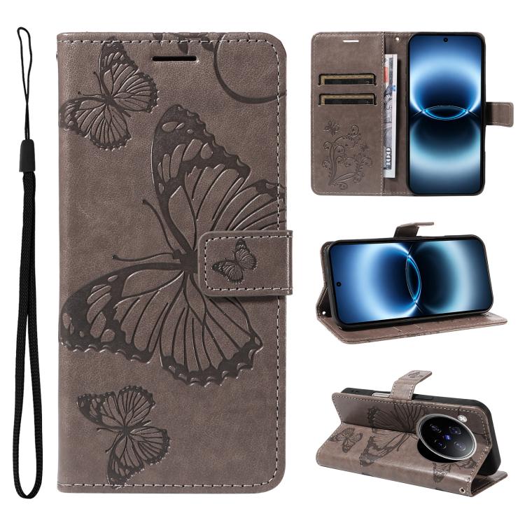3D Butterfly Embossed Pattern Flip Leather Phone Case, For vivo X500, For vivo iQOO Neo11 Ultra 5G, For vivo iQOO Z11s/V80 Lite 5G, For vivo X500 Pro 5G, For vivo X500 Pro Max 5G, For vivo X300 Pro, For vivo X300, For vivo Y39 5G Global                ...