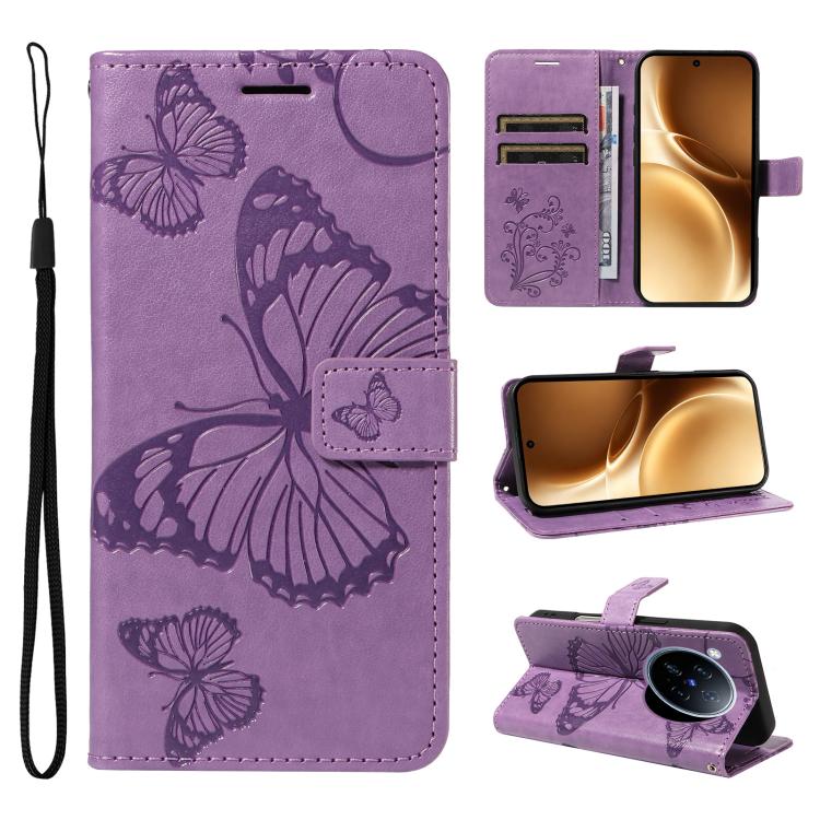 3D Butterfly Embossed Pattern Flip Leather Phone Case, For vivo X500, For vivo iQOO Neo11 Ultra 5G, For vivo iQOO Z11s/V80 Lite 5G, For vivo X500 Pro 5G, For vivo X500 Pro Max 5G, For vivo X300 Pro, For vivo X300, For vivo Y39 5G Global                ...