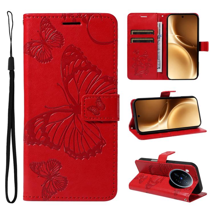 3D Butterfly Embossed Pattern Flip Leather Phone Case, For vivo X500, For vivo iQOO Neo11 Ultra 5G, For vivo iQOO Z11s/V80 Lite 5G, For vivo X500 Pro 5G, For vivo X500 Pro Max 5G, For vivo X300 Pro, For vivo X300, For vivo Y39 5G Global                ...