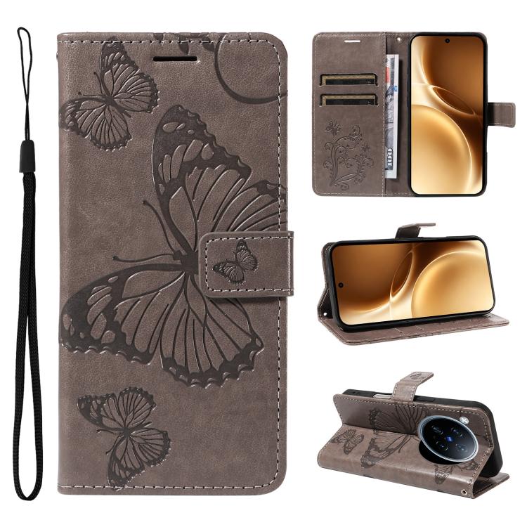 3D Butterfly Embossed Pattern Flip Leather Phone Case, For vivo X500, For vivo iQOO Neo11 Ultra 5G, For vivo iQOO Z11s/V80 Lite 5G, For vivo X500 Pro 5G, For vivo X500 Pro Max 5G, For vivo X300 Pro, For vivo X300, For vivo Y39 5G Global                ...