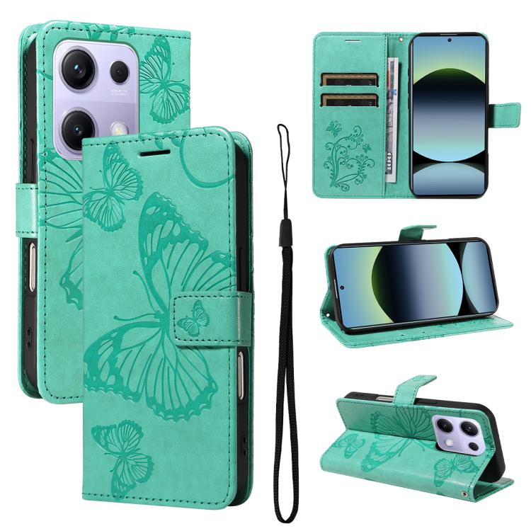 3D Butterfly Embossed Pattern Flip Leather Phone Case, For Redmi Note 17 5G/4G Global 169.7mm, For Redmi Note 17 Pro+ 5G Global 163.4mm, For Xiaomi Poco C95 Pro, For Redmi 17 5G / 4G Global 170mm, For Xiaomi Poco M7 4G 169mm                            ...