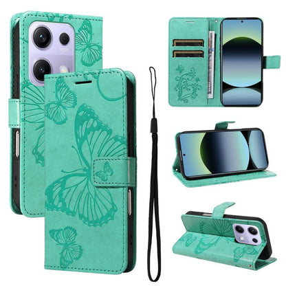 3D Butterfly Embossed Pattern Flip Leather Phone Case, For Redmi Note 17 5G/4G Global 169.7mm, For Redmi Note 17 Pro+ 5G Global 163.4mm, For Xiaomi Poco C95 Pro, For Redmi 17 5G / 4G Global 170mm, For Xiaomi Poco M7 4G 169mm                            ...
