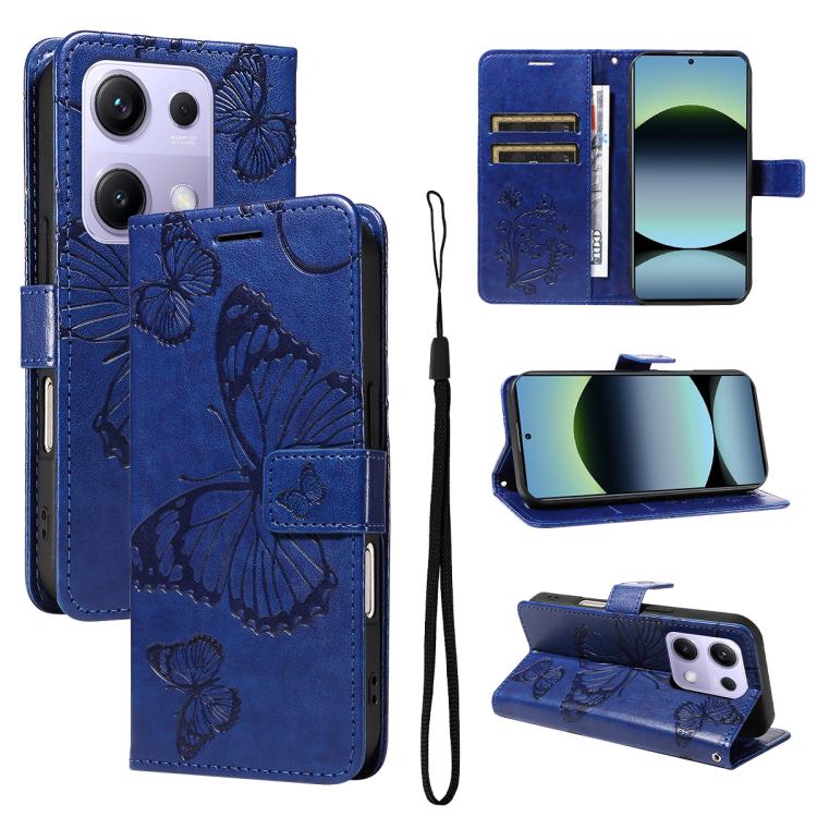 3D Butterfly Embossed Pattern Flip Leather Phone Case, For Redmi Note 17 5G/4G Global 169.7mm, For Redmi Note 17 Pro+ 5G Global 163.4mm, For Xiaomi Poco C95 Pro, For Redmi 17 5G / 4G Global 170mm, For Xiaomi Poco M7 4G 169mm                            ...