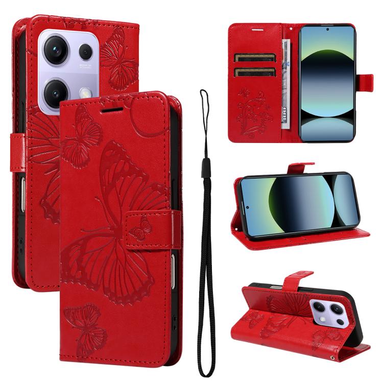3D Butterfly Embossed Pattern Flip Leather Phone Case, For Redmi Note 17 5G/4G Global 169.7mm, For Redmi Note 17 Pro+ 5G Global 163.4mm, For Xiaomi Poco C95 Pro, For Redmi 17 5G / 4G Global 170mm, For Xiaomi Poco M7 4G 169mm                            ...