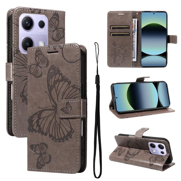 3D Butterfly Embossed Pattern Flip Leather Phone Case, For Redmi Note 17 5G/4G Global 169.7mm, For Redmi Note 17 Pro+ 5G Global 163.4mm, For Xiaomi Poco C95 Pro, For Redmi 17 5G / 4G Global 170mm, For Xiaomi Poco M7 4G 169mm                            ...