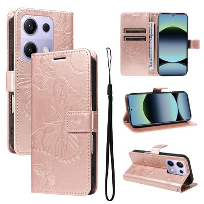 3D Butterfly Embossed Pattern Flip Leather Phone Case, For Redmi Note 17 5G/4G Global 169.7mm, For Redmi Note 17 Pro+ 5G Global 163.4mm, For Xiaomi Poco C95 Pro, For Redmi 17 5G / 4G Global 170mm, For Xiaomi Poco M7 4G 169mm                            ...