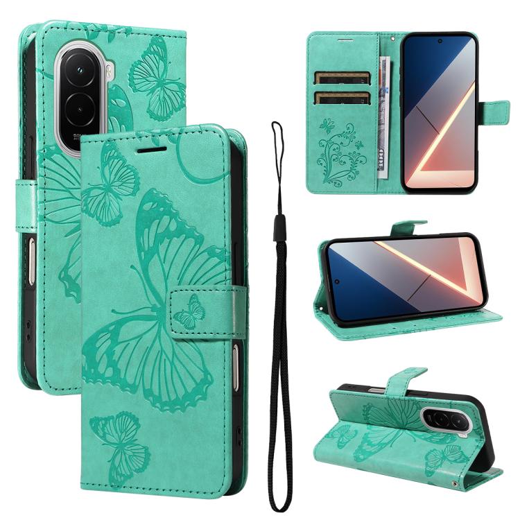 3D Butterfly Embossed Pattern Flip Leather Phone Case, For Redmi Note 17 5G/4G Global 169.7mm, For Redmi Note 17 Pro+ 5G Global 163.4mm, For Xiaomi Poco C95 Pro, For Redmi 17 5G / 4G Global 170mm, For Xiaomi Poco M7 4G 169mm                            ...