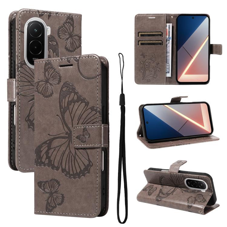 3D Butterfly Embossed Pattern Flip Leather Phone Case, For Redmi Note 17 5G/4G Global 169.7mm, For Redmi Note 17 Pro+ 5G Global 163.4mm, For Xiaomi Poco C95 Pro, For Redmi 17 5G / 4G Global 170mm, For Xiaomi Poco M7 4G 169mm                            ...