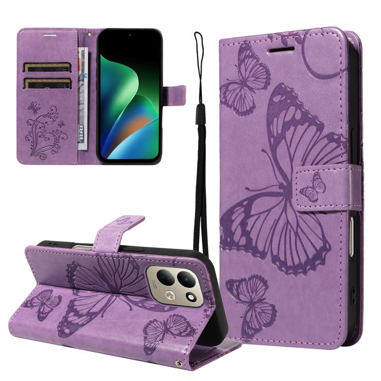 3D Butterfly Embossed Pattern Flip Leather Phone Case, For Redmi Note 17 5G/4G Global 169.7mm, For Redmi Note 17 Pro+ 5G Global 163.4mm, For Xiaomi Poco C95 Pro, For Redmi 17 5G / 4G Global 170mm, For Xiaomi Poco M7 4G 169mm                            ...