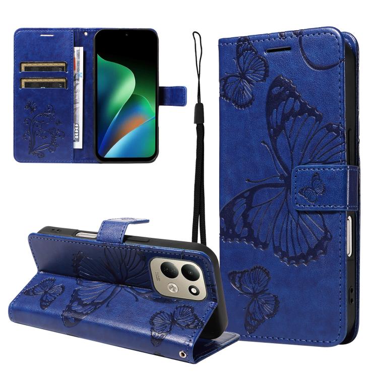 3D Butterfly Embossed Pattern Flip Leather Phone Case, For Redmi Note 17 5G/4G Global 169.7mm, For Redmi Note 17 Pro+ 5G Global 163.4mm, For Xiaomi Poco C95 Pro, For Redmi 17 5G / 4G Global 170mm, For Xiaomi Poco M7 4G 169mm                            ...