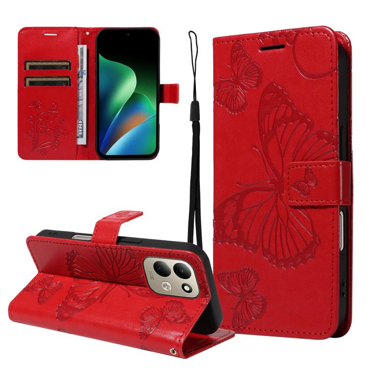 3D Butterfly Embossed Pattern Flip Leather Phone Case, For Redmi Note 17 5G/4G Global 169.7mm, For Redmi Note 17 Pro+ 5G Global 163.4mm, For Xiaomi Poco C95 Pro, For Redmi 17 5G / 4G Global 170mm, For Xiaomi Poco M7 4G 169mm                            ...