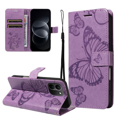 3D Butterfly Embossed Pattern Flip Leather Phone Case, For Redmi Note 17 5G/4G Global 169.7mm, For Redmi Note 17 Pro+ 5G Global 163.4mm, For Xiaomi Poco C95 Pro, For Redmi 17 5G / 4G Global 170mm, For Xiaomi Poco M7 4G 169mm                            ...