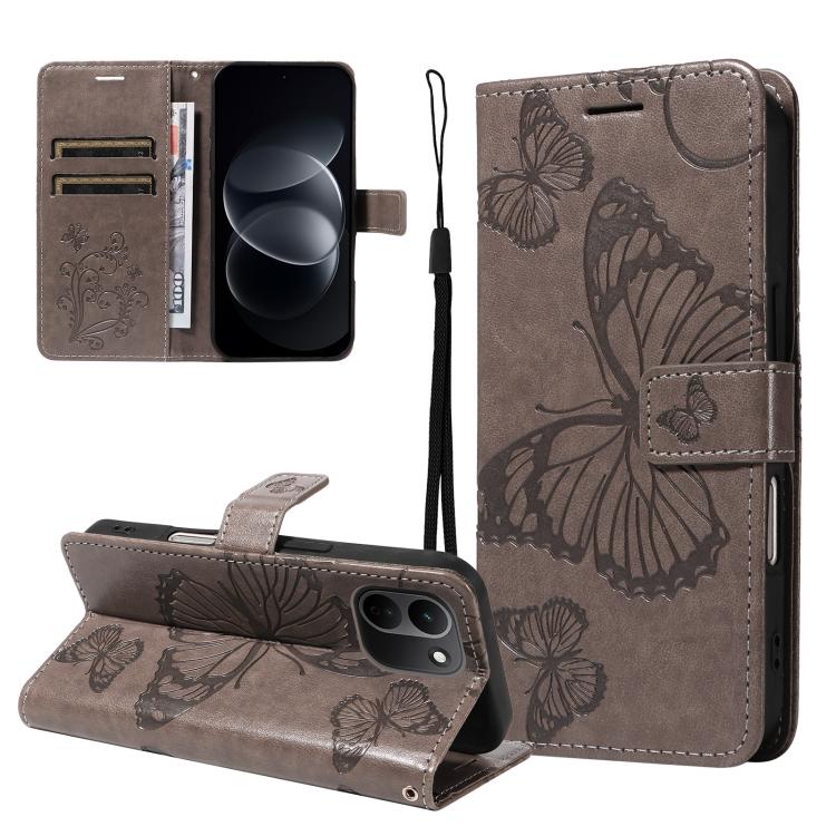 3D Butterfly Embossed Pattern Flip Leather Phone Case, For Redmi Note 17 5G/4G Global 169.7mm, For Redmi Note 17 Pro+ 5G Global 163.4mm, For Xiaomi Poco C95 Pro, For Redmi 17 5G / 4G Global 170mm, For Xiaomi Poco M7 4G 169mm                            ...